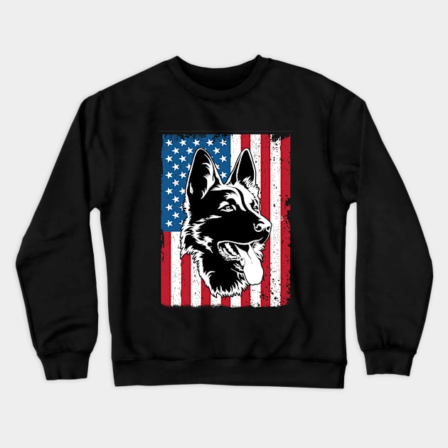 German Shepherd - German Shepherd USA Flag Crewneck Sweatshirt by Kudostees